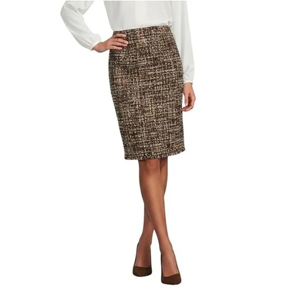 Preston & York $129  Suzanne Tweed Midi Skirt Brown Multi Size 4